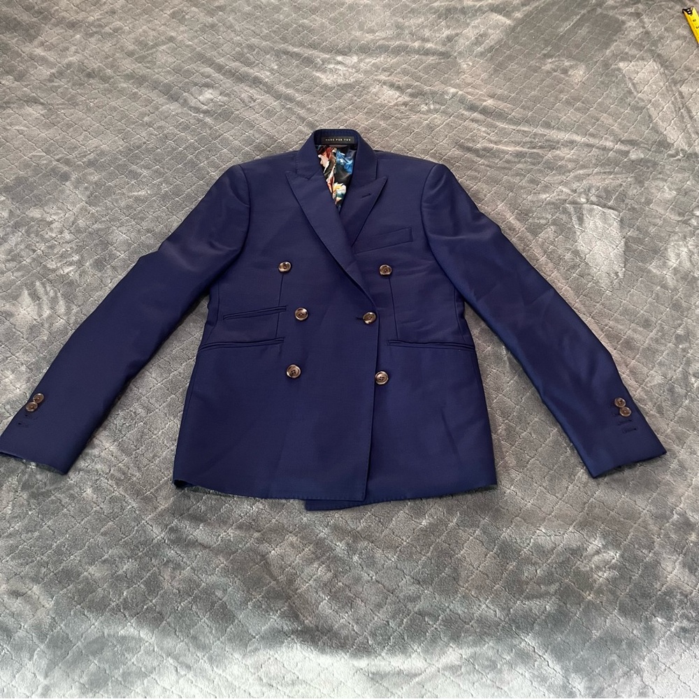 Indochino Navy Double Breasted Blazer‎ Custom Tailored Jacket